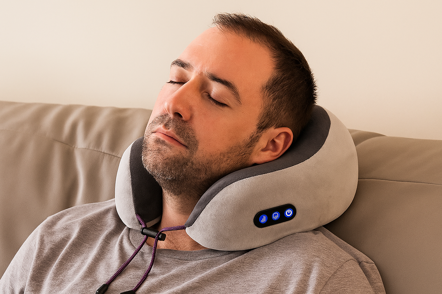 Electric Heated Neck Massager Pillow – U Shape Travel & Car Vibration Cushion