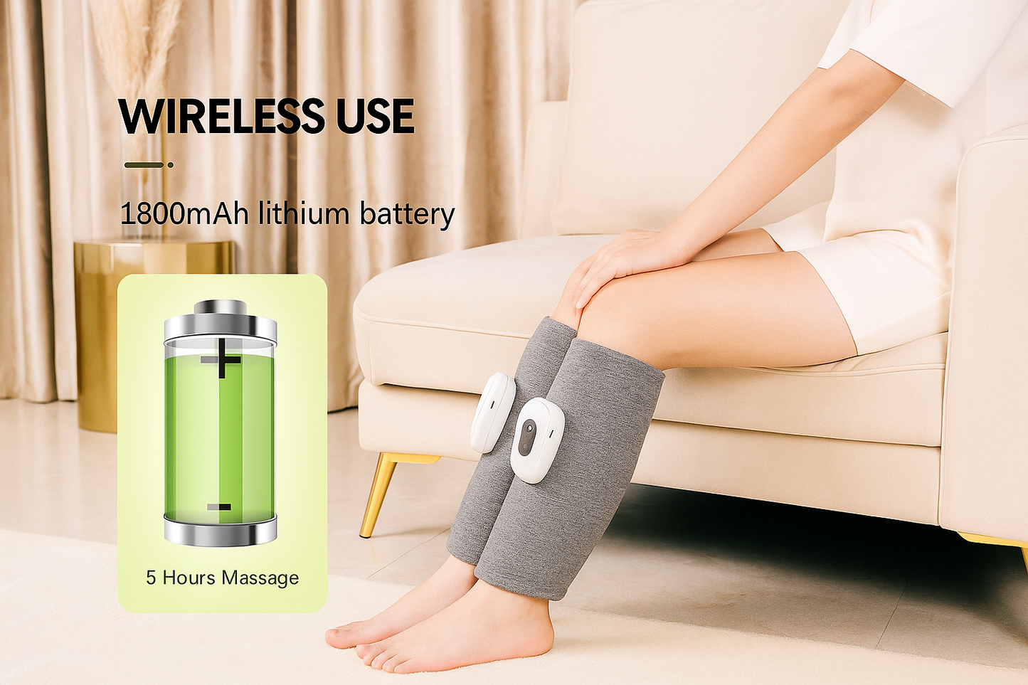 Wireless Air Compression Leg Massager – Calf Massage for Circulation & Pain Relief