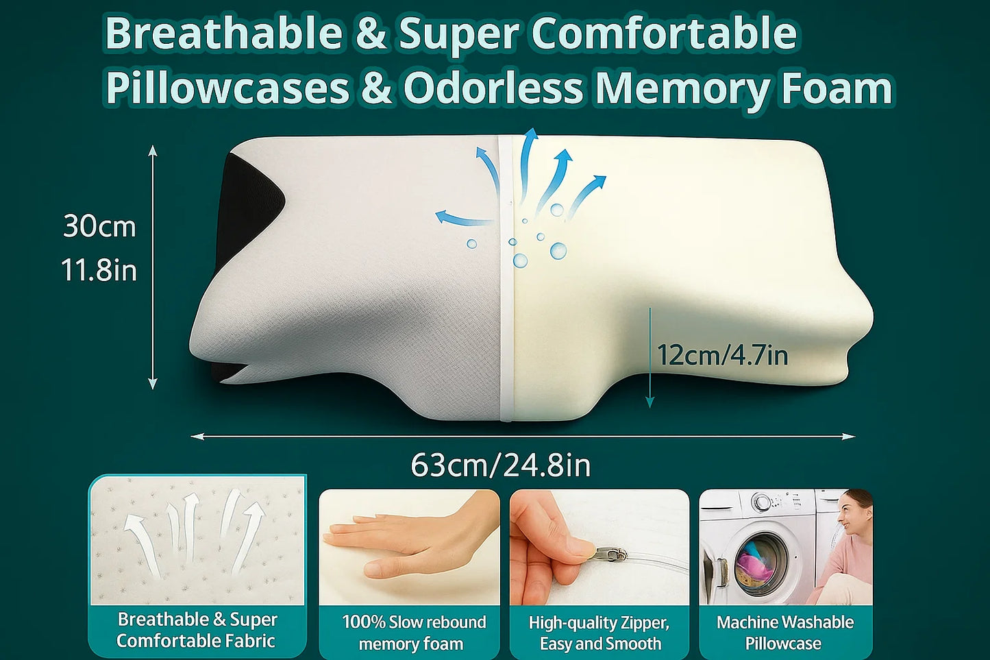ErgoButterfly™ Memory Foam Cervical Pillow – Neck & Shoulder Pain Relief Orthopedic Pillow