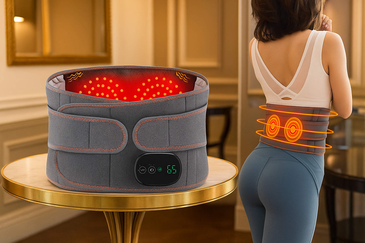 Wireless Heated Lumbar Massage Belt β Back Support & Pain Relief Waist Massager