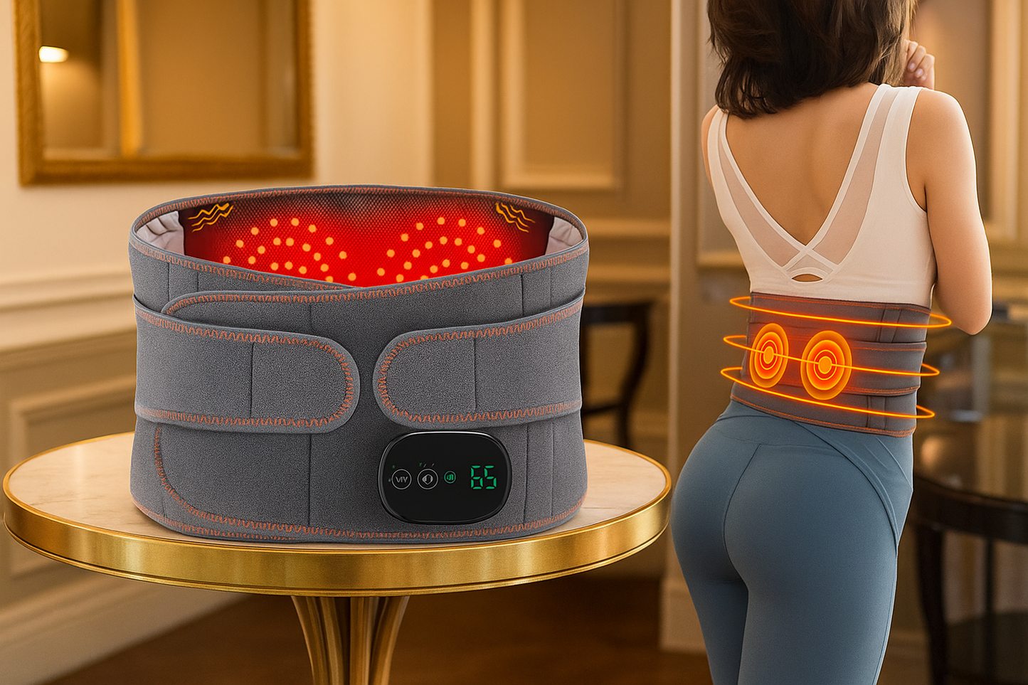 Wireless Heated Lumbar Massage Belt – Back Support & Pain Relief Waist Massager