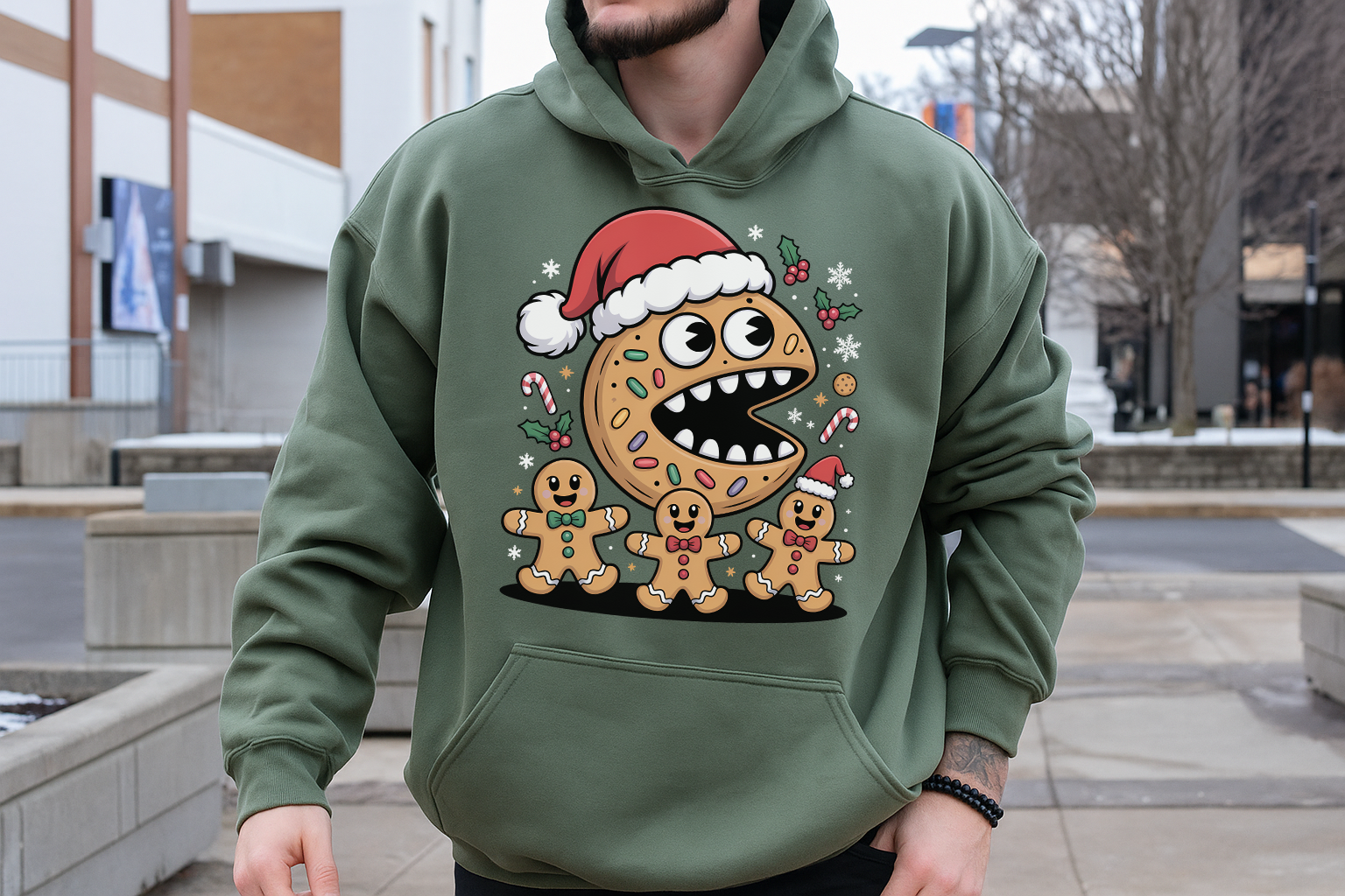 Funny Christmas Hoodie: Gingerbread Cookie Monster Sweatshirt