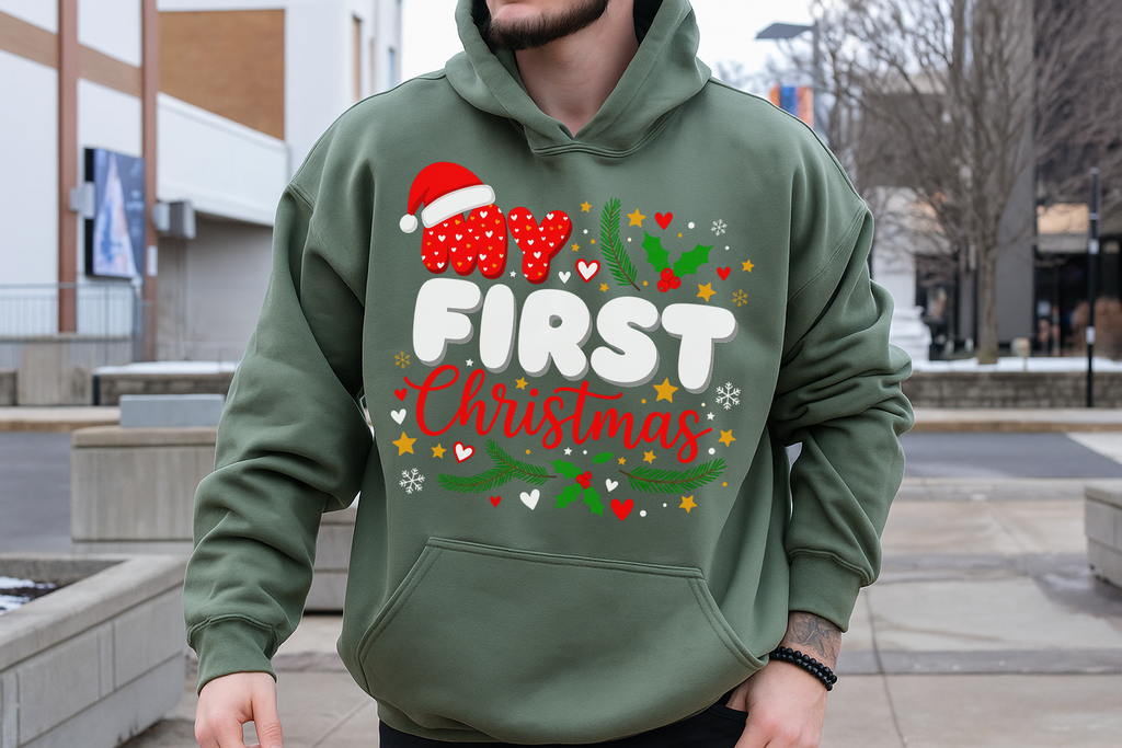 Festive “Our First Christmas Together” Hoodie, Cozy Holiday Sweatshirt, Matching Family Christmas Outfit, Cute Couple Xmas Gift