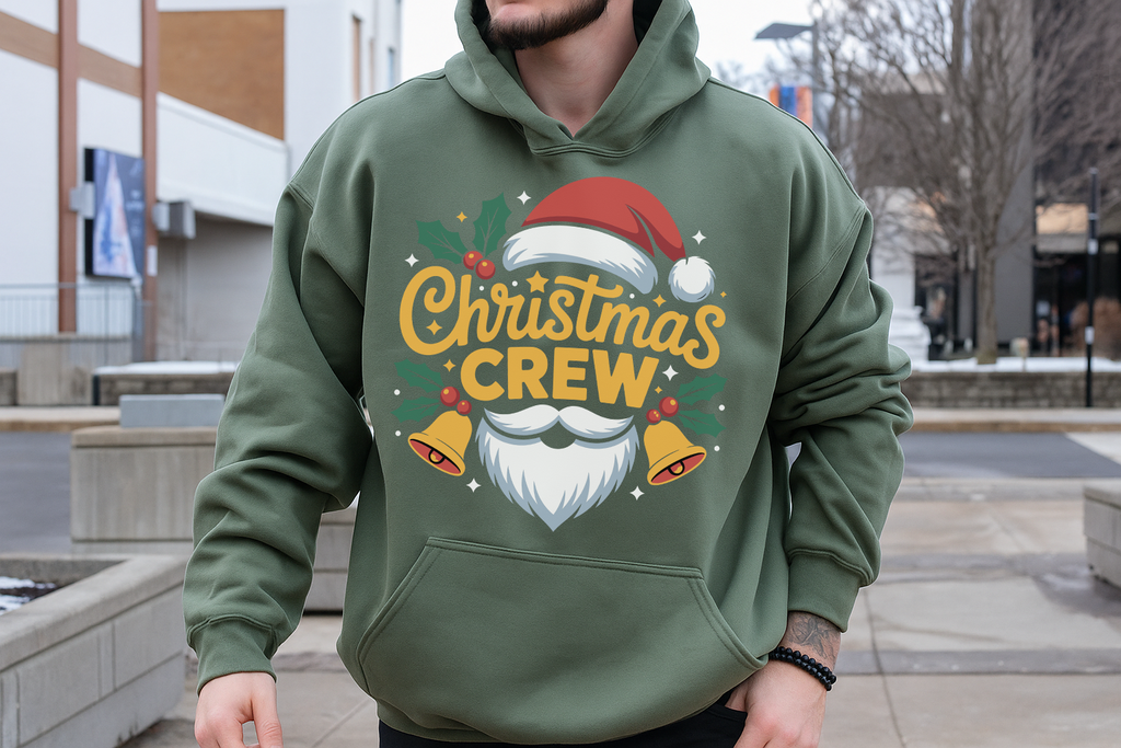 Christmas Crew Hoodie, Santa Beard Holiday Sweatshirt,Funny Matching Family Xmas Outfit,Cozy Unisex Pullover, Holiday Party Gift for Him Her
