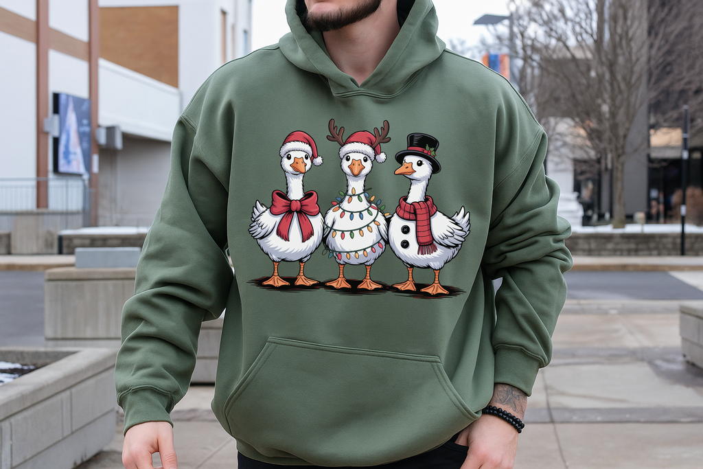 Funny Christmas Goose Hoodie: Unisex Holiday Sweatshirt