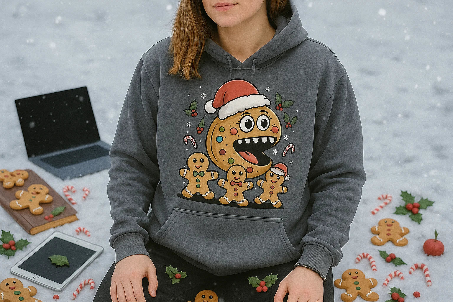 Funny Christmas Hoodie: Gingerbread Cookie Monster Sweatshirt
