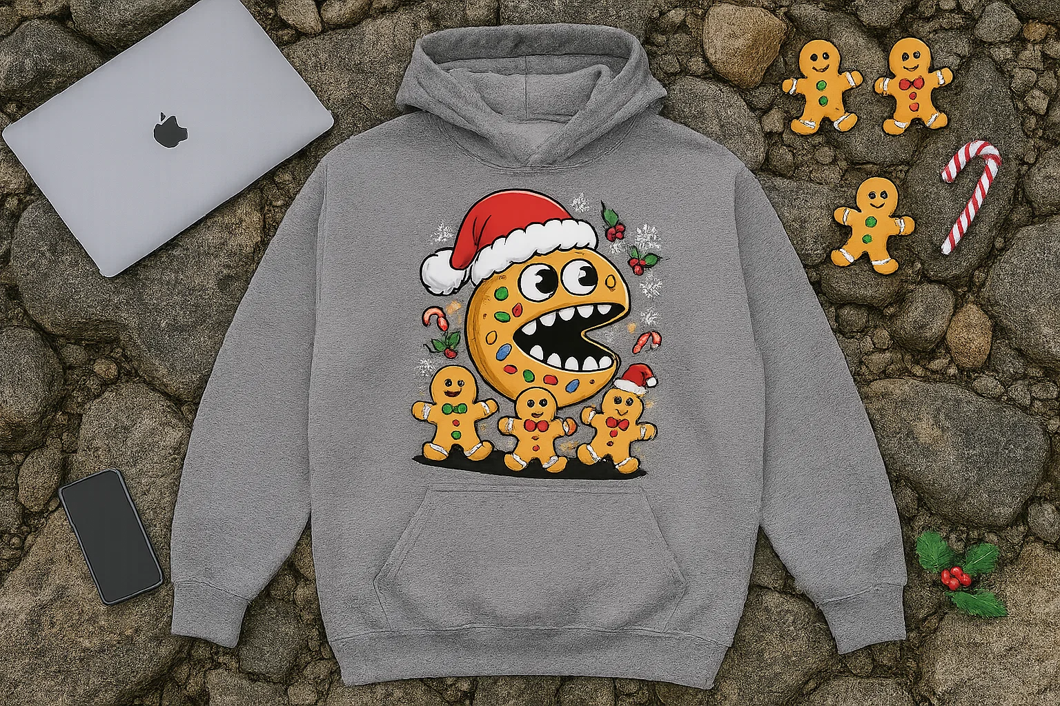 Funny Christmas Hoodie: Gingerbread Cookie Monster Sweatshirt