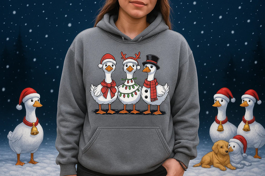 Funny Christmas Goose Hoodie: Unisex Holiday Sweatshirt