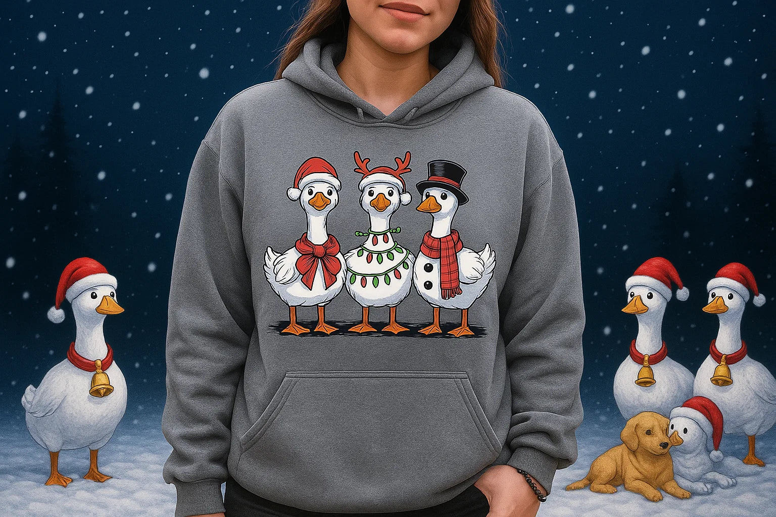 Funny Christmas Goose Hoodie: Unisex Holiday Sweatshirt