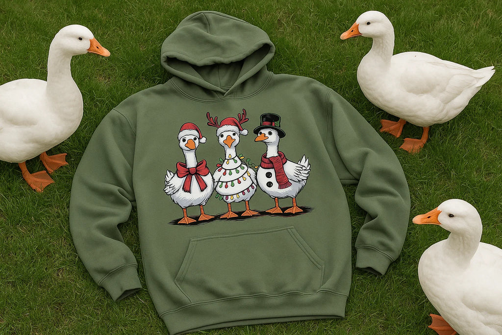 Funny Christmas Goose Hoodie: Unisex Holiday Sweatshirt