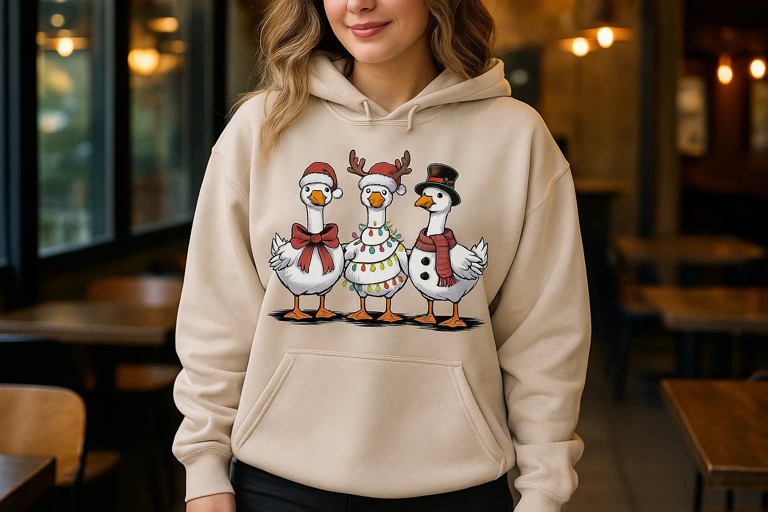 Funny Christmas Goose Hoodie: Unisex Holiday Sweatshirt