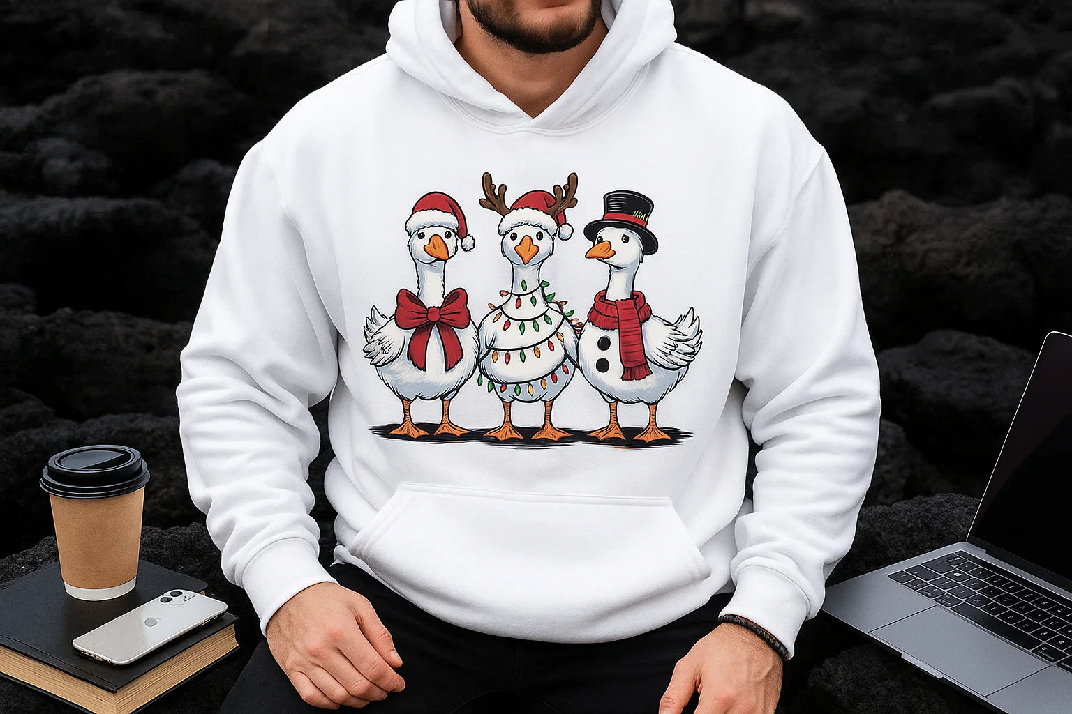 Funny Christmas Goose Hoodie: Unisex Holiday Sweatshirt