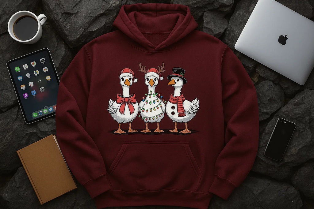 Funny Christmas Goose Hoodie: Unisex Holiday Sweatshirt