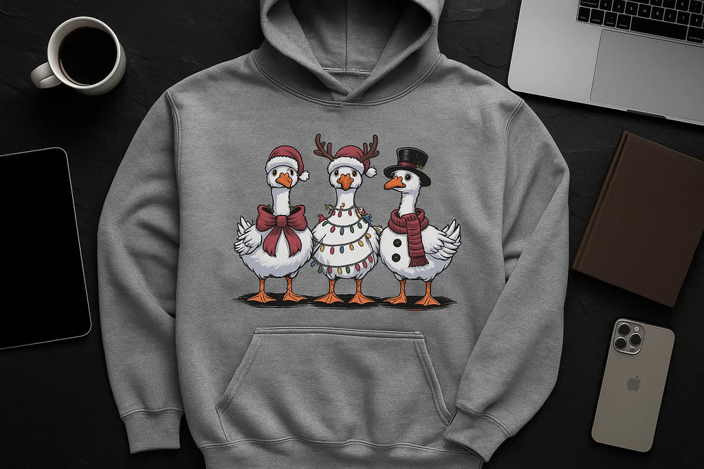 Funny Christmas Goose Hoodie: Unisex Holiday Sweatshirt