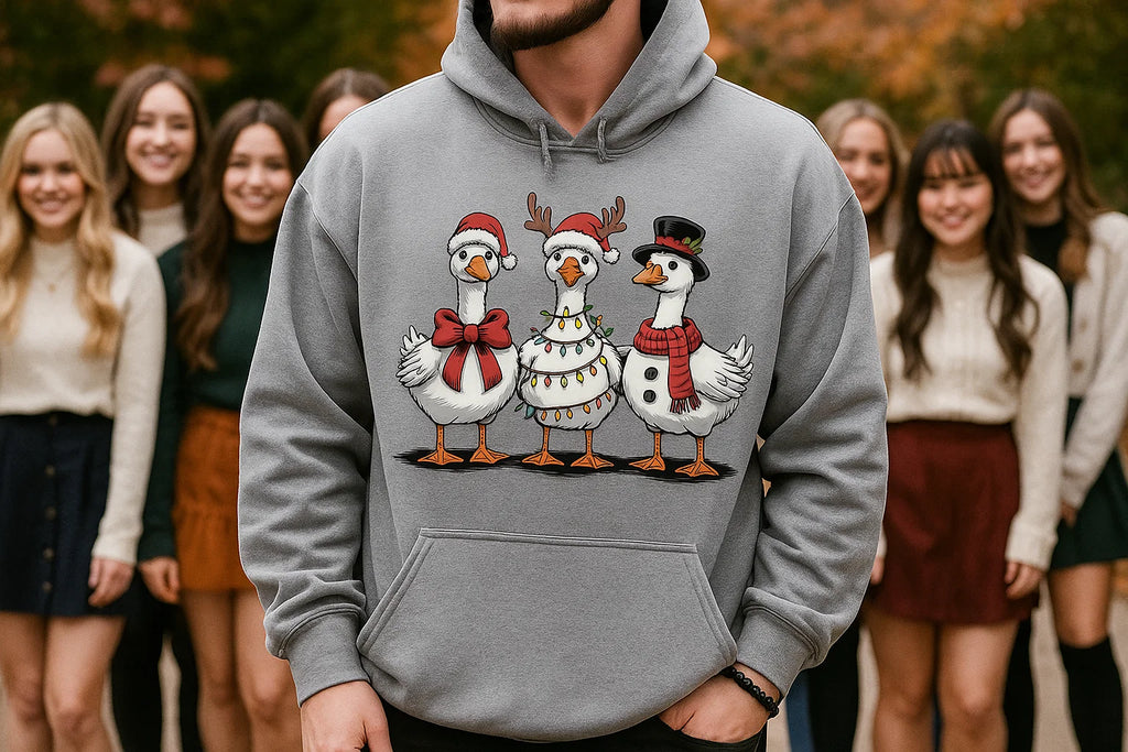 Funny Christmas Goose Hoodie: Unisex Holiday Sweatshirt