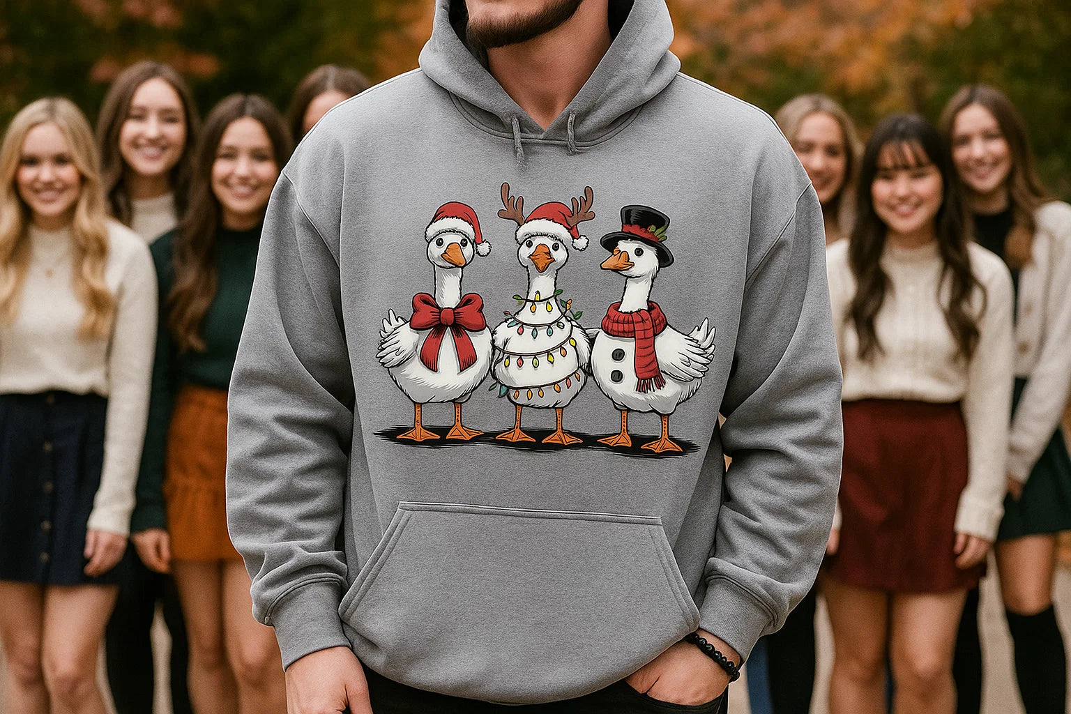 Funny Christmas Goose Hoodie: Unisex Holiday Sweatshirt