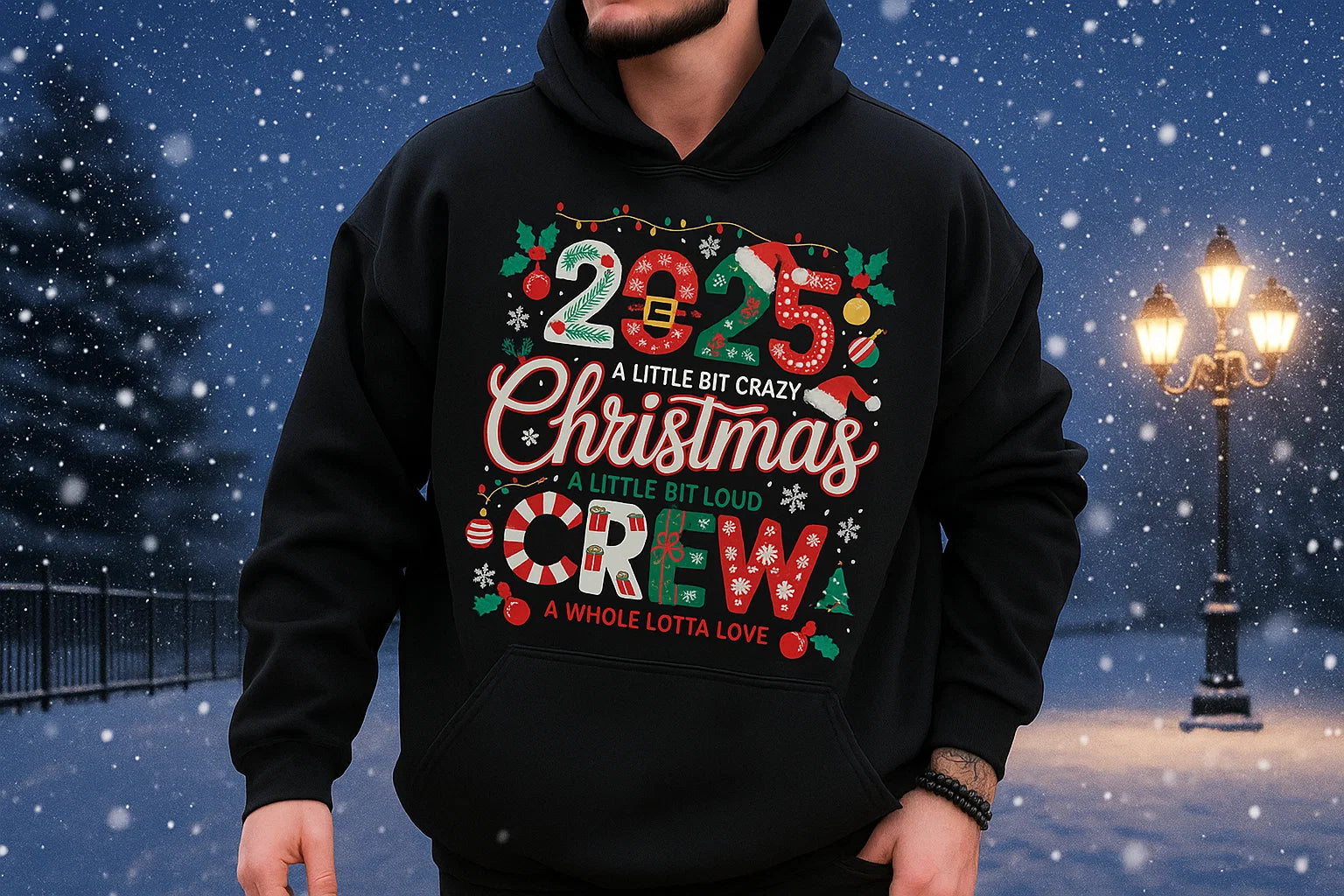 2025 Christmas Crew Hoodie: Funny Matching Family Holiday Sweater