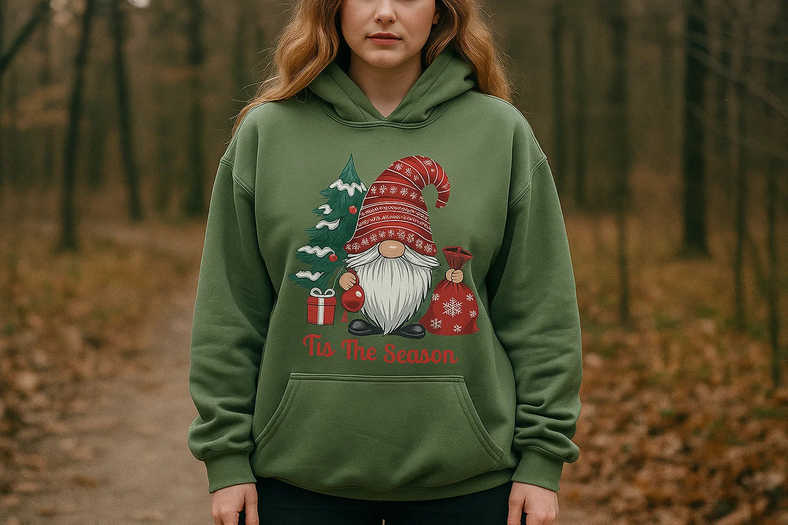 Christmas Gnome Hoodie, Tis The Season Sweatshirt, Cute Holiday Pullover for Her Him, Cozy Winter Hoodie, Scandinavian Xmas Gift Idea