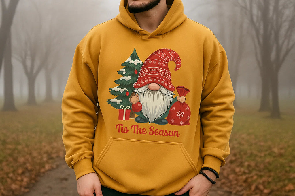 Christmas Gnome Hoodie, Tis The Season Sweatshirt, Cute Holiday Pullover for Her Him, Cozy Winter Hoodie, Scandinavian Xmas Gift Idea