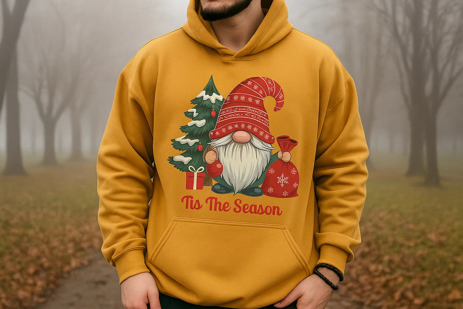 Christmas Gnome Hoodie, Tis The Season Sweatshirt, Cute Holiday Pullover for Her Him, Cozy Winter Hoodie, Scandinavian Xmas Gift Idea