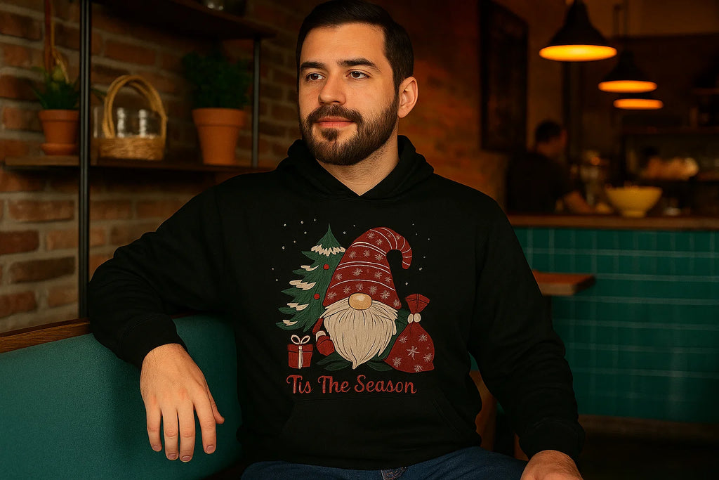 Christmas Gnome Hoodie, Tis The Season Sweatshirt, Cute Holiday Pullover for Her Him, Cozy Winter Hoodie, Scandinavian Xmas Gift Idea