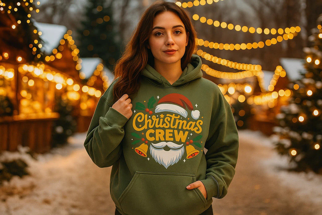 Christmas Crew Hoodie, Santa Beard Holiday Sweatshirt,Funny Matching Family Xmas Outfit,Cozy Unisex Pullover, Holiday Party Gift for Him Her