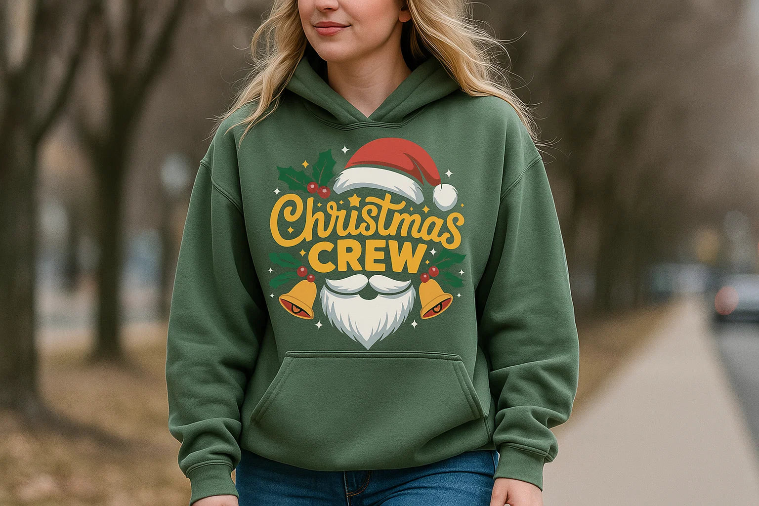 Christmas Crew Hoodie, Santa Beard Holiday Sweatshirt,Funny Matching Family Xmas Outfit,Cozy Unisex Pullover, Holiday Party Gift for Him Her
