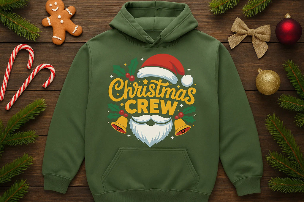 Christmas Crew Hoodie, Santa Beard Holiday Sweatshirt,Funny Matching Family Xmas Outfit,Cozy Unisex Pullover, Holiday Party Gift for Him Her