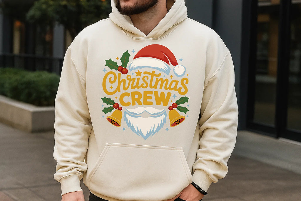 Christmas Crew Hoodie, Santa Beard Holiday Sweatshirt,Funny Matching Family Xmas Outfit,Cozy Unisex Pullover, Holiday Party Gift for Him Her