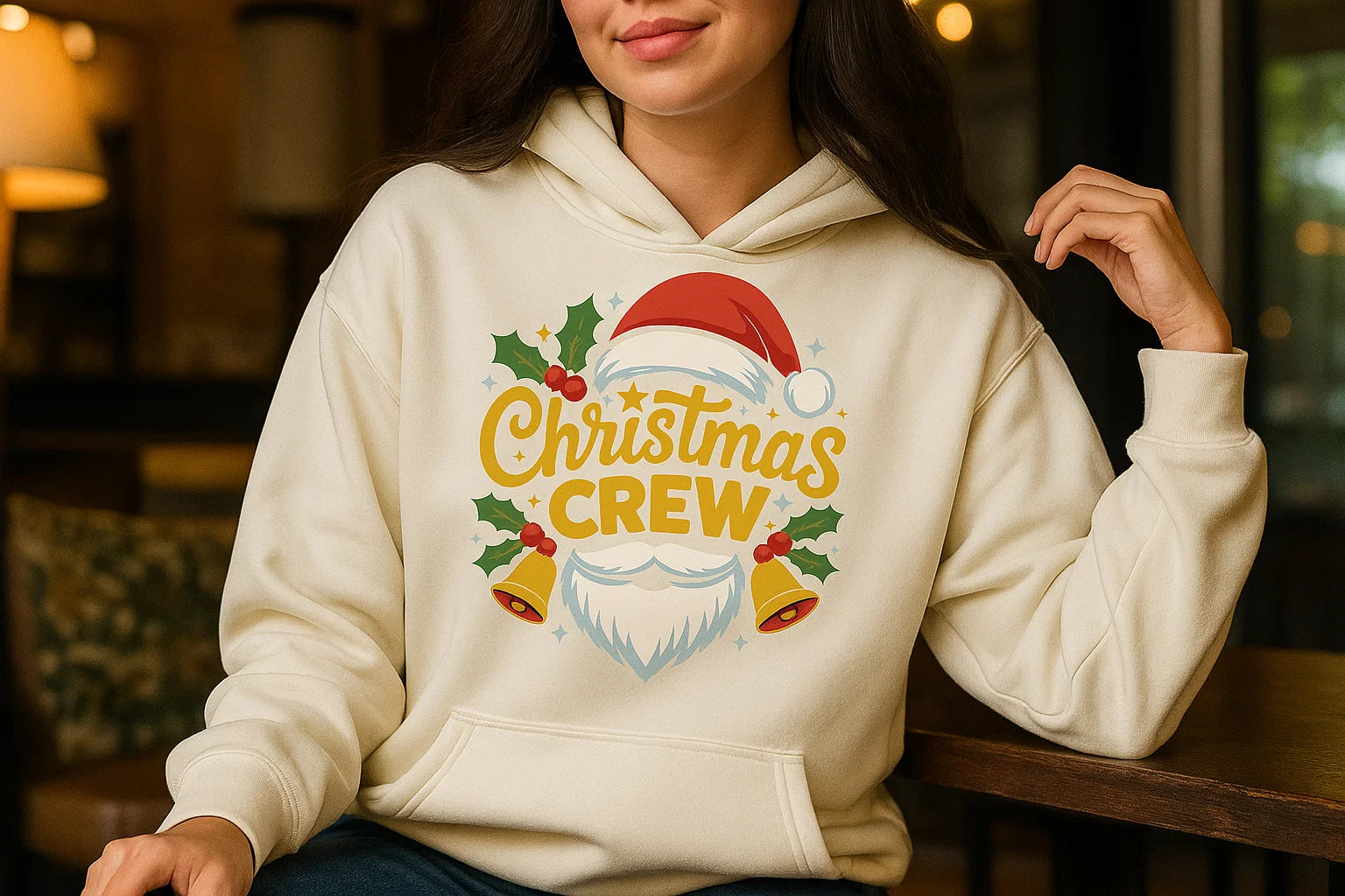 Christmas Crew Hoodie, Santa Beard Holiday Sweatshirt,Funny Matching Family Xmas Outfit,Cozy Unisex Pullover, Holiday Party Gift for Him Her