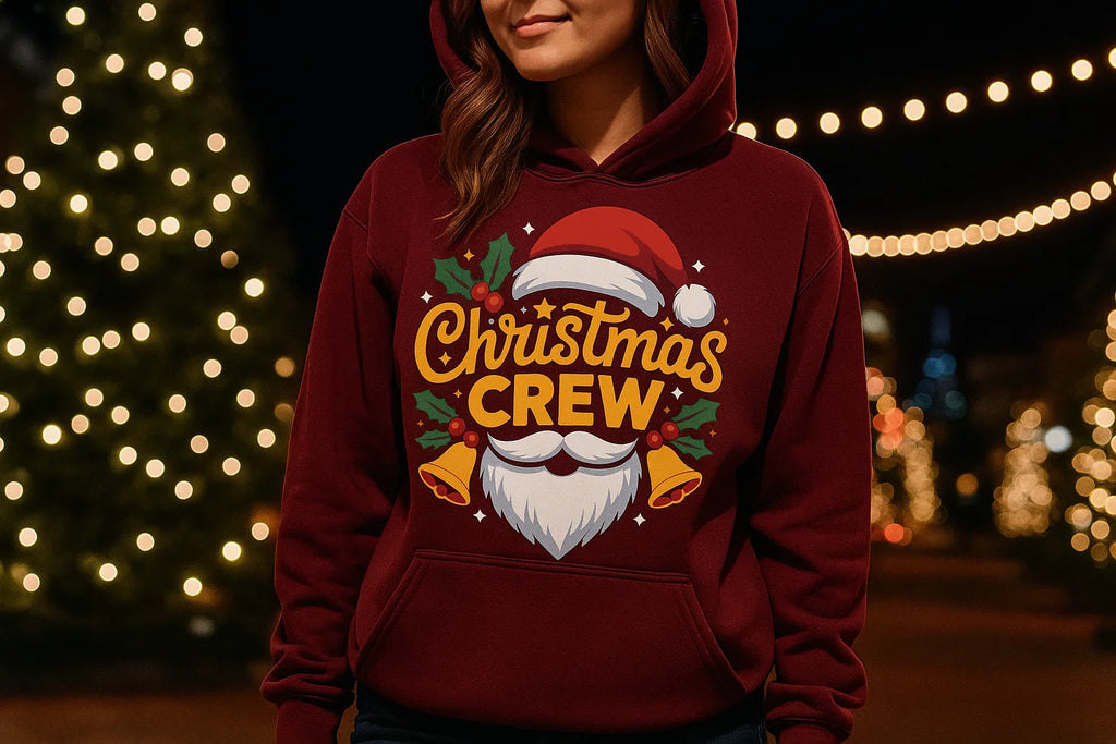 Christmas Crew Hoodie, Santa Beard Holiday Sweatshirt,Funny Matching Family Xmas Outfit,Cozy Unisex Pullover, Holiday Party Gift for Him Her