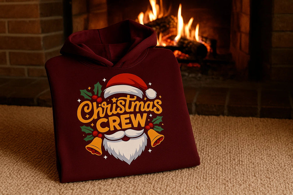 Christmas Crew Hoodie, Santa Beard Holiday Sweatshirt,Funny Matching Family Xmas Outfit,Cozy Unisex Pullover, Holiday Party Gift for Him Her