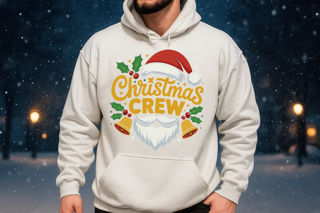 Christmas Crew Hoodie, Santa Beard Holiday Sweatshirt,Funny Matching Family Xmas Outfit,Cozy Unisex Pullover, Holiday Party Gift for Him Her