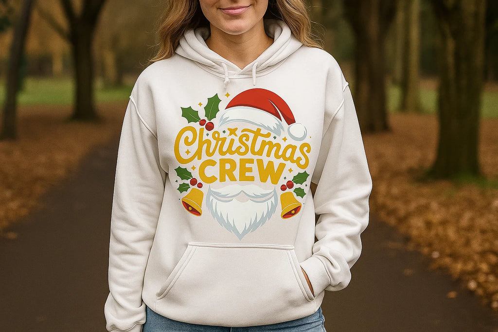Christmas Crew Hoodie, Santa Beard Holiday Sweatshirt,Funny Matching Family Xmas Outfit,Cozy Unisex Pullover, Holiday Party Gift for Him Her