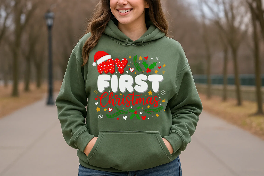 Festive “Our First Christmas Together” Hoodie, Cozy Holiday Sweatshirt, Matching Family Christmas Outfit, Cute Couple Xmas Gift