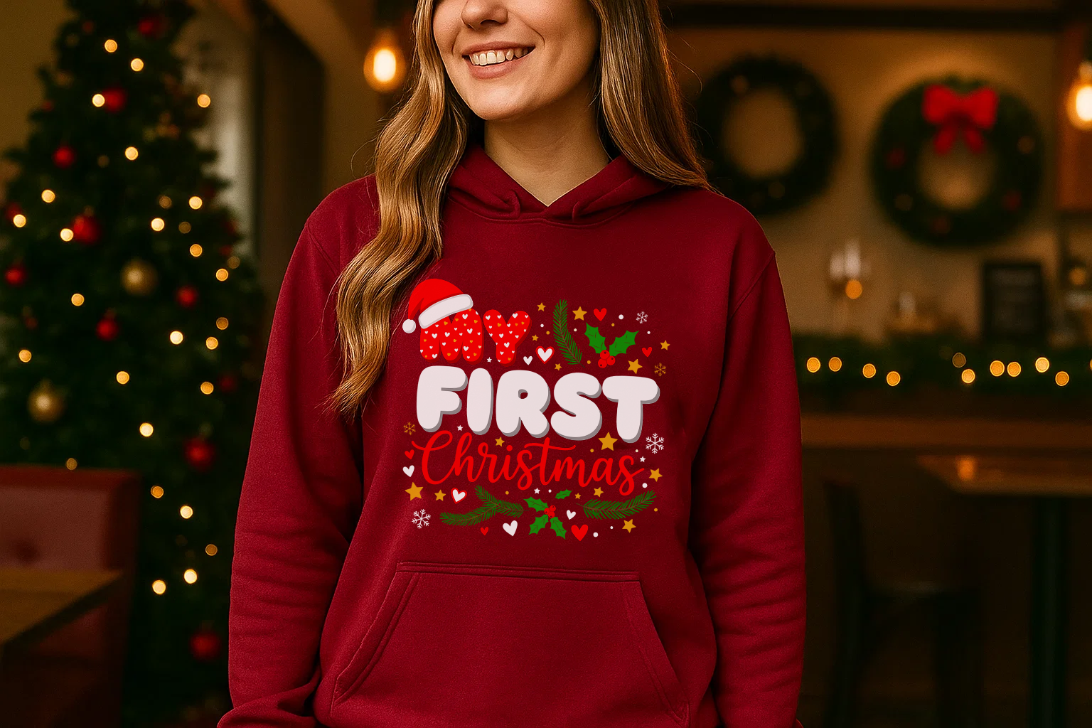 Festive “Our First Christmas Together” Hoodie, Cozy Holiday Sweatshirt, Matching Family Christmas Outfit, Cute Couple Xmas Gift