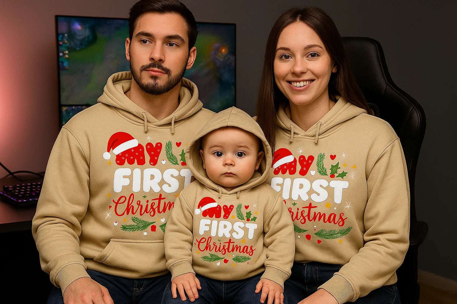 Festive “Our First Christmas Together” Hoodie, Cozy Holiday Sweatshirt, Matching Family Christmas Outfit, Cute Couple Xmas Gift